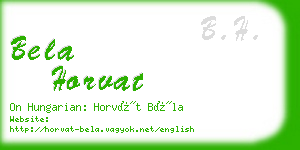 bela horvat business card